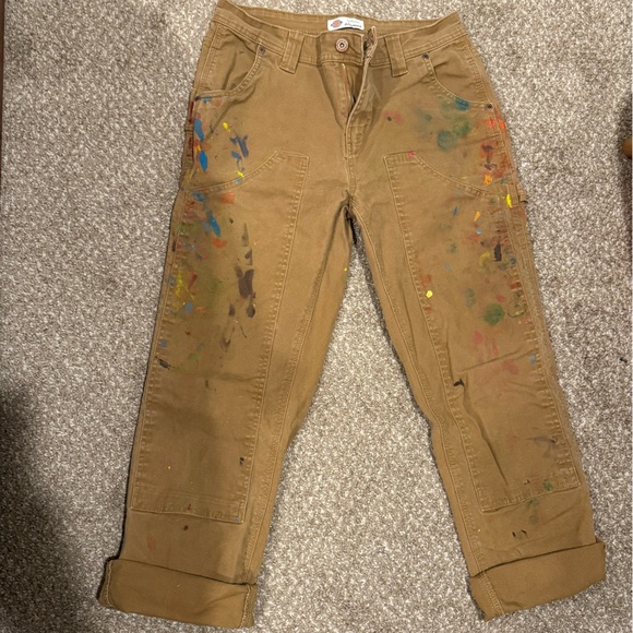 Dickies Pants - Dickies Tan Paint-Splattered Carpenter Pants